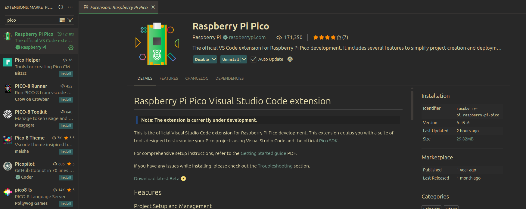 Расширение VS Code для Raspberry Pi Pico